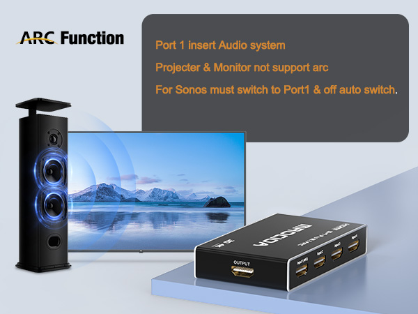 4k hdmi switcher 4 in 1 out with arc
